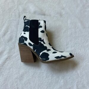 Barn Babe Cow Print Faux Cowhide Ankle Boots - Women's 8 NWT